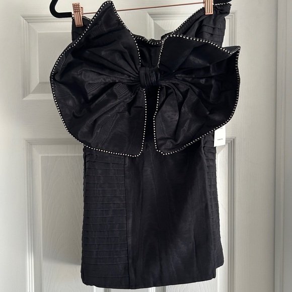 NWT FOR LOVE & LEMONS CELESTE MOIRE BLACK BOW STRAPLESS MINI DRESS SIZE M - Picture 4 of 10